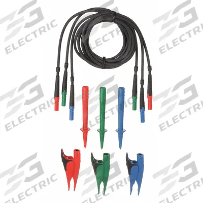 FLUKE Test Lead Set: CAT III 600V, 5 ft Test Lead Lg, Blue/Green/Red - Test Leads