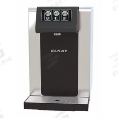 ELKAY Plumbed Water Dispenser: Countertop, Cold/Room Temp, Black/Gray, Stainless Steel, 19 1/4 in Ht (MPN DSBS130UVPC). Key specifications — Water Type: Sparkling/Still; Operating Voltage: 115V AC; Power Source: Electric Corded; Water Temperature Types: Room Temperature; Brand: ELKAY; Housing Color: Gray; Material: Stainless Steel.