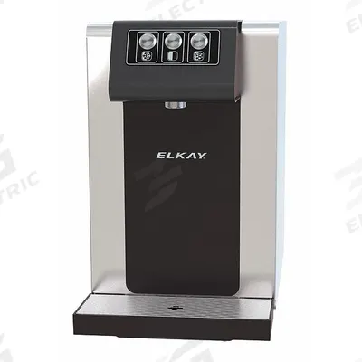 ELKAY Plumbed Water Dispenser: Countertop, Cold/Room Temp, Black/Gray, Stainless Steel - Countertop Plumbed Water Dispensers