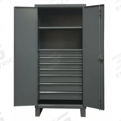 DURHAM MFG Storage Cabinet: 36 in x 24 in x 78 in, Swing Handle & Padlock Hasp - Industrial Shelf Cabinets with Drawers