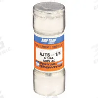 MERSEN Fuse: AJT Series, Class J, Cylindrical Body, Time-Delay, 6.25 A, 600 V AC, 500 V DC (MPN AJT6-1/4N). Key specifications — attr1287274: AJT; attr211200: MERSEN.