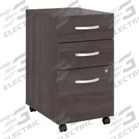 BUSH BUSINESS FURNITURE Desk Pedestal: Dark Gray, 3 Drawers, 27 3/4 in Overall Ht, Laminate/Wood (MPN SDF216SGSU-Z). Key specifications — attr988670: Brushed Nickel; attr988694: Laminate; attr988716: Hanging File Cabinet; attr988652: BUSH BUSINESS FURNITURE; attr988656: Dark Gray.
