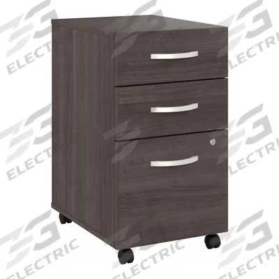 BUSH BUSINESS FURNITURE Desk Pedestal: Dark Gray, 3 Drawers, 27 3/4 in Overall Ht - Mobile File Cabinets