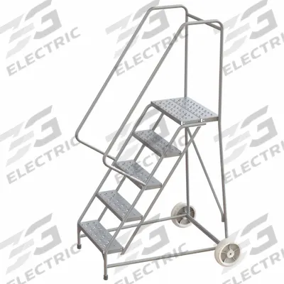 BALLYMORE Wheelbarrow Ladder: 4.2 ft Platform Ht, Assembled, Aluminum - Aluminum Tilt-&-Roll Ladders