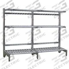 NEW AGE INDUSTRIAL Cantilever Rack: 72 in x 27 in x 72 in, 3 Shelves, 300 lb Shelf Capacity (MPN 99881). Key specifications — Material: Aluminum; Shelf Configuration: Standalone; Brand: NEW AGE INDUSTRIAL.