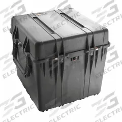PELICAN Protective Case: 24 in x 24 in x 24 in Inside, No Foam, Black, No Wheels, 31 lb Wt, IP67 (MPN 0370-001-110). Key specifications — Handle Style: Folding; Brand: PELICAN; Case Closure Type: Double Throw.