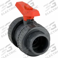 GF PIPING SYSTEMS Manual Two-Way Ball Valve: 1 1/2 in, PVC, Straight, FNPT x FNPT, Two-Piece, Tee (MPN 161375006). Key specifications — Brand: GF PIPING SYSTEMS; Handle: Tee.