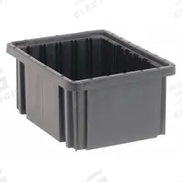 QUANTUM STORAGE SYSTEMS Divider Box: 0.15 cu ft, 10 7/8 in x 8 1/4 in x 5 in, Lid Not Included (MPN DG91050CO). Key specifications — Includes Dividers: Dividers Not Included; Includes Lid: Lid Not Included; Material: Plastic; Color: Black; Brand: QUANTUM STORAGE SYSTEMS.