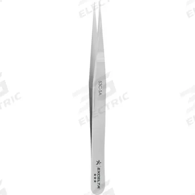 EXCELTA Tweezers: Stainless Steel, Point, Straight Tip - Wafer-Handling Tweezers