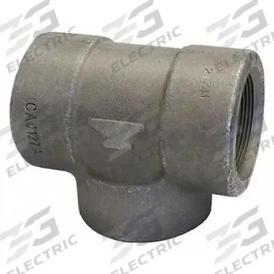 ANVIL Metal Pipe Tee: 3/4 in x 3/4 in x 1/2 in, 2,000 psi @ 150°F, Steel - Threaded High-Pressure Pipe Fittings