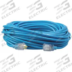 SOUTHWIRE Extension Cord: Outdoor Use, 100 ft Lg, Outlet, 5-15P, 12/3, SJTW, Blue, Single Connector (MPN 2579SW000H). Key specifications — Brand: SOUTHWIRE; Temperature Rating: -40° to 140°F; NEMA Plug Configuration: 5-15P.