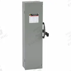 SQUARE D Safety Switch: Fusible, 100 A, Three Phase, 240V AC, Galvanized Steel, Indoor (MPN DT323). Key specifications — Brand: SQUARE D.