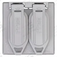 BELL Weatherproof Cover: Aluminum, Outdoor Receptacles, 2 Gangs, 4 1/2 in Overall Ht, 3R, Gray (MPN 5148-0). Key specifications — Brand: BELL; Color: Gray; Compatible with Product Type: Outdoor Receptacles; Mounting Orientation: Vertical.