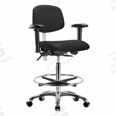 APPROVED VENDOR Cleanroom Task Chair: Vinyl, Arms Included, Ht Range 26 1/4 in to 36 in - Vinyl Cleanroom Chairs