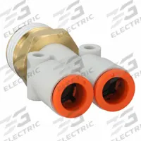 SMC Push-Fit Wye Fitting: 3/8 in OD x 3/8 in OD x 1/2 in Pipe x 3/8 in Pipe Size, White (MPN KQ2U11-37AS). Key specifications — Brand: SMC.