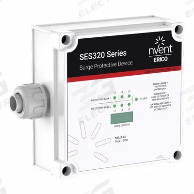 NVENT ERICO Surge Protection Device: Three Phase, 480V AC, 1800 V (L-G)/1800 V (L-L) - External Surface-Mount SPDs