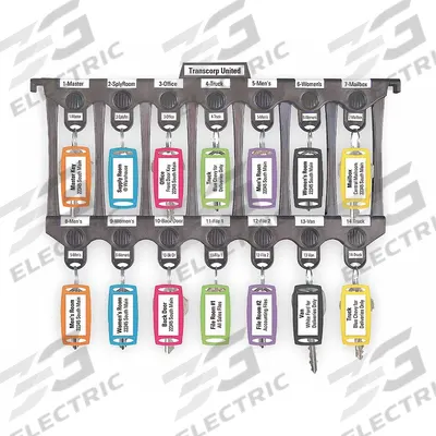 LUCKY LINE PRODUCTS File-A-Key, Letter Size: 14 Key Capacity, Plastic, Black, 3/8 in Ht, 12 3/4 in Wd - Key Racks & Binders