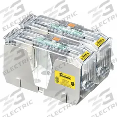 BUSSMANN Fuse Block: Open Block Design, 2 Pole, 600 V AC, Box Lug, Non-Indicating (MPN JM60400-2CR). Key specifications — Brand: BUSSMANN.