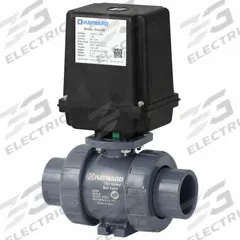 HAYWARD FLOW CONTROL Electrically Actuated Two-Way Ball Valve: 3/4 in, PVC, 120V AC, Straight (MPN EAUTBH107STV). Key specifications — Actuator Features: Auxiliary Limit Switch; Brand: HAYWARD FLOW CONTROL.