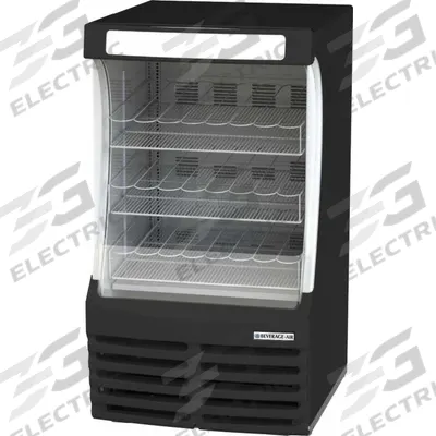 BEVERAGE-AIR Refrigerated Merchandiser: 54 3/8 in x 30 in x 32 3/4 in, Black, 3 Shelves - Open Refrigerator Merchandisers