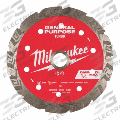 MILWAUKEE Diamond Saw Blade: Block/Brick/Concrete/Pavers/Roof Tile, 5 in Blade Dia. - Concrete & Asphalt-Cutting Blades