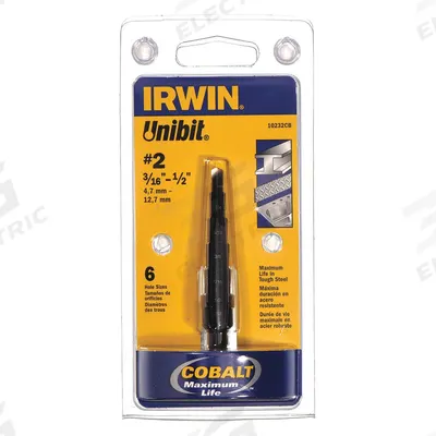 IRWIN Step Drill Bit: 3/16" to 1/2", Black Oxide Cobalt - Cobalt Step Drill Bits