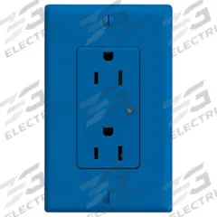 LEVITON Receptacle: Decorator Duplex, 5-15, Blue, 125V AC, 15 A, 2 Pole / 3 Wire (MPN 5280-B)