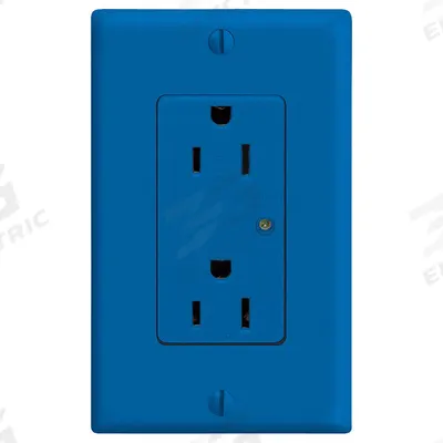 LEVITON Receptacle: Decorator Duplex, 5-15, Blue, 125V AC, 15 A, 2 Pole / 3 Wire (MPN 5280-B) - General Purpose Receptacles