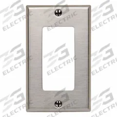 LEVITON Wall Plate: Duplex Outlet, 1 Gang, Jumbo Size (MPN SO26). Key specifications — Brand: LEVITON; Material: Stainless Steel.