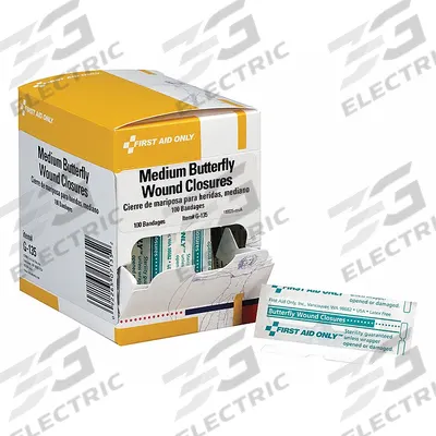 FIRST AID ONLY Wound Seal: Butterfly Wound Closures, 1 3/4 in Wd, 3/8 in Lg