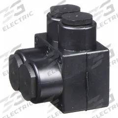 BURNDY Multitap Connector: 2 Port, Single-Sided Entry, 14 AWG – 4 AWG Wire Size, Black (MPN 1PL42). Key specifications — Body Material: Aluminum; Brand: BURNDY.