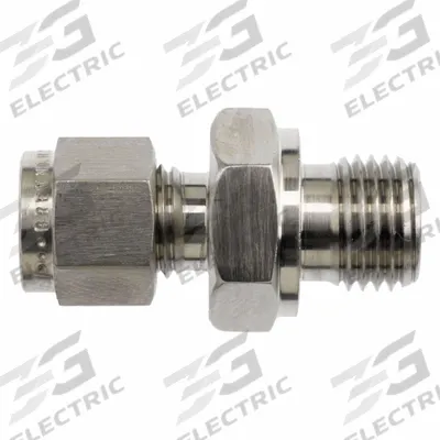 BRENNAN INDUSTRIES Compression Fitting Straight: 1/2 in OD x 1/4 in Pipe Fitting - Clean & Bagged Single-Ferrule Stainless Steel Fittings