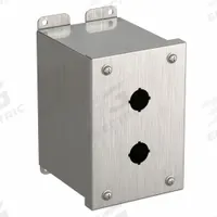 HAMMOND Push Button Enclosure: 22mm, 2 Holes, 304 Stainless Steel, NEMA 4/4X (MPN 1437MSSB). Key specifications — Brand: HAMMOND; Environments & Applications: Washdown-Corrosion-Resistant.