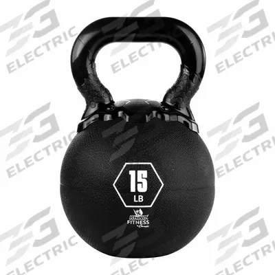 CHAMPION SPORTS Kettle Bell: 15 lb, Black, Rubber, Round - Kettle Bells