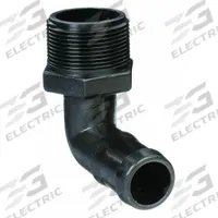 BANJO Barbed Hose Fitting: For 1 in Hose I.D., Hose Barb x NPT, 1-1/4 in x 1 in Fitting Size, Hex (MPN HB125/100-90). Key specifications — attr297231: Hose Barb x NPT; attr297233: Male x Male; attr297234: Hex; attr303817: BANJO.