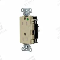 HUBBELL Receptacle: Hospital Grade, Decorator Duplex, 5-15R, Ivory, 125V AC, 15 A, 2 Pole / 3 Wire (MPN HBL2172STITR)