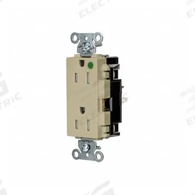HUBBELL Receptacle: Hospital Grade, Decorator Duplex, 5-15R, Ivory, 125V AC, 15 A - General Purpose Receptacles
