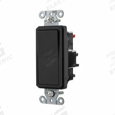 HUBBELL Wall Switch: Rocker Switch, Single Pole, Maintained, Black, 120/277V AC - Rocker Wall Switches