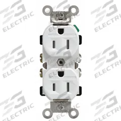 LEVITON Receptacle: Duplex, 5-15, Ivory, 125V AC, 15 A, 2 Pole / 3 Wire (MPN TWR15-W)