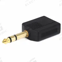MONOPRICE Audio Splitter: (1) 1/4 in Stereo Male x (2) 1/4 in Stereo Female Splitter, Black (MPN 7221). Key specifications — Product Type: Audio Splitter; Manufacturer Part Number: 7221; Brand: MONOPRICE; End 1 Connection Type: 1/4 in Stereo Male; End 2 Connection Type: 1/4 in Stereo Female.