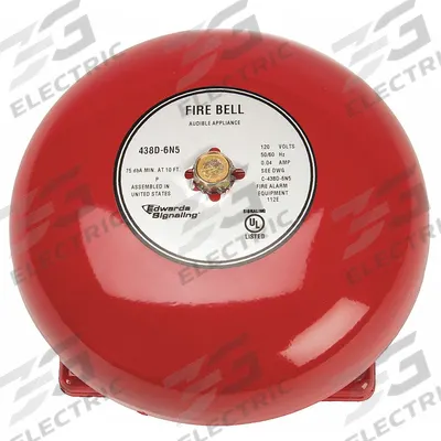 EDWARDS SIGNALING Fire Bell: 120V AC, Bell Sound, Red, Bell, 2 7/8 in Overall Dp - Fire Alarm Bells