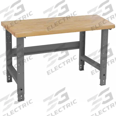 TENNSCO Workbench: Adj Ht, Laminated Hardwood Butcher Block, 48 in x 30 in - Open-Base Workstations