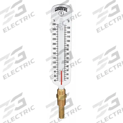WINTERS Industrial Glass Thermometer: 40°F to 280°F /5°C to 135°C, +/-1% Accuracy - Lead-Free Fixed-Angle Thermometer with Thermowell