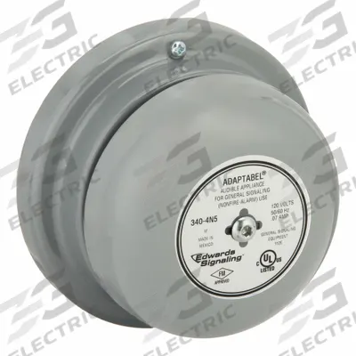 EDWARDS SIGNALING Bell: Bell Sound, 120V AC, Indoor/Outdoor, 340-4N5 - Bell Alarms