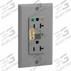LEVITON Straight Blade Receptacle: Hospital Grade, Duplex, 5-20R, Gray, 125V AC, 20 A (MPN 8380-IGG)