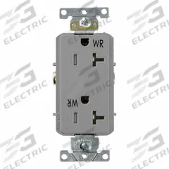 LEVITON Decora Plus Duplex Receptacle Outlet: Duplex, 5-20, Gray, 125V AC, 20 A, 2 Pole / 3 Wire (MPN WTD20-GY)