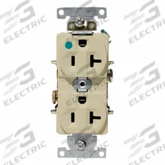 LEVITON Plugs and Receptacles: Hospital Grade, Duplex, 5-20R, Ivory, 125V AC, 20 A, 2 Pole / 3 Wire (MPN C8300-I)