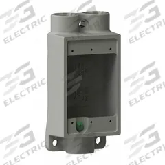 HUBBELL KILLARK Device Box: Iron, Rectangular, 1 Gangs, 3/4 in Hub Size, 18 cu in Capacity, Gray (MPN FSCC-2M). Key specifications — Color: Gray; Brand: HUBBELL KILLARK.