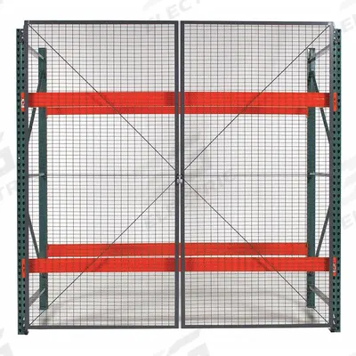 WIRECRAFTERS Door Kit: 1 Bays, 144 in x 1 1/4 in x 120 in, 10 ga, Steel, Powder Coated - Wire Mesh Hinged-Door Kits for Pallet Rack Enclosures