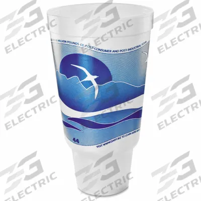 DART Disposable Hot/Cold Cup: 44 oz Capacity, Blue, Foam, Unwrapped, Horizon - Foam Hot/Cold Cups
